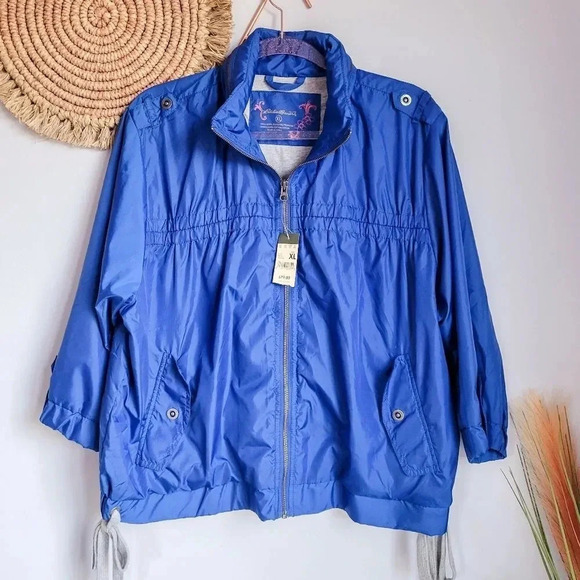 Eddie Bauer, New, Royal Blue 3/4 Sleeve Zip Front Windbreaker Jacket, Size XL - Picture 1 of 11